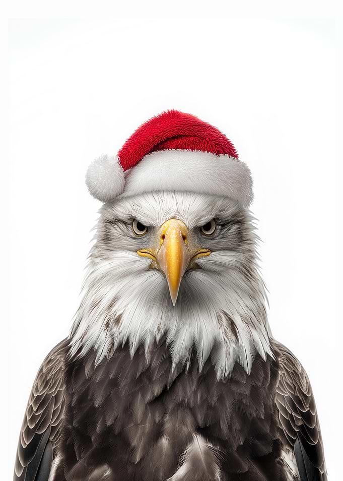 Bald Eagle with Santa Hat
