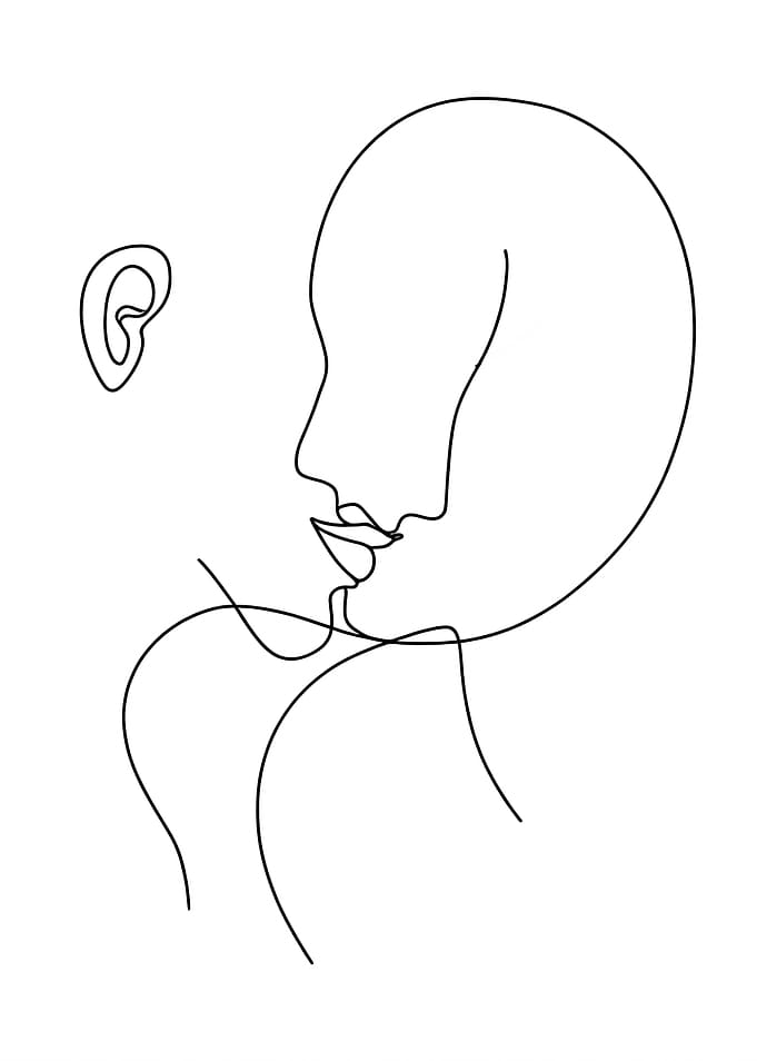 Minimalist Line Art: Couple Kissing