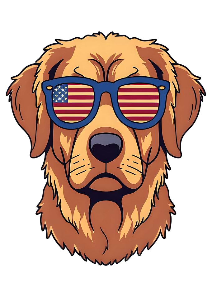 Dog with American Flag Sunglasses Humorous USA Animal Design