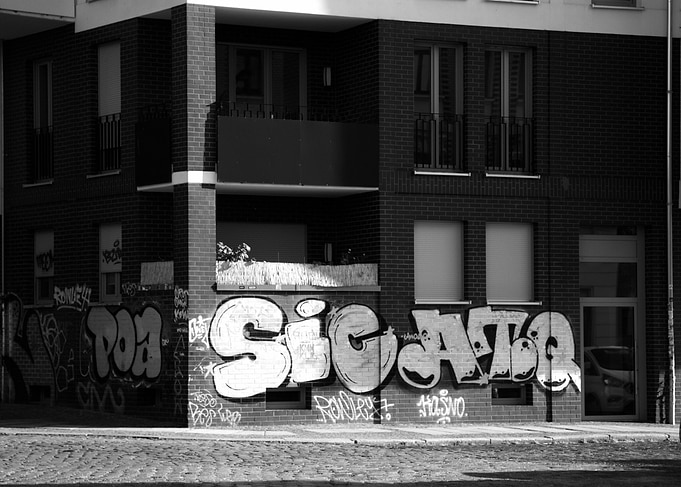 Urban Graffiti on Building Facade