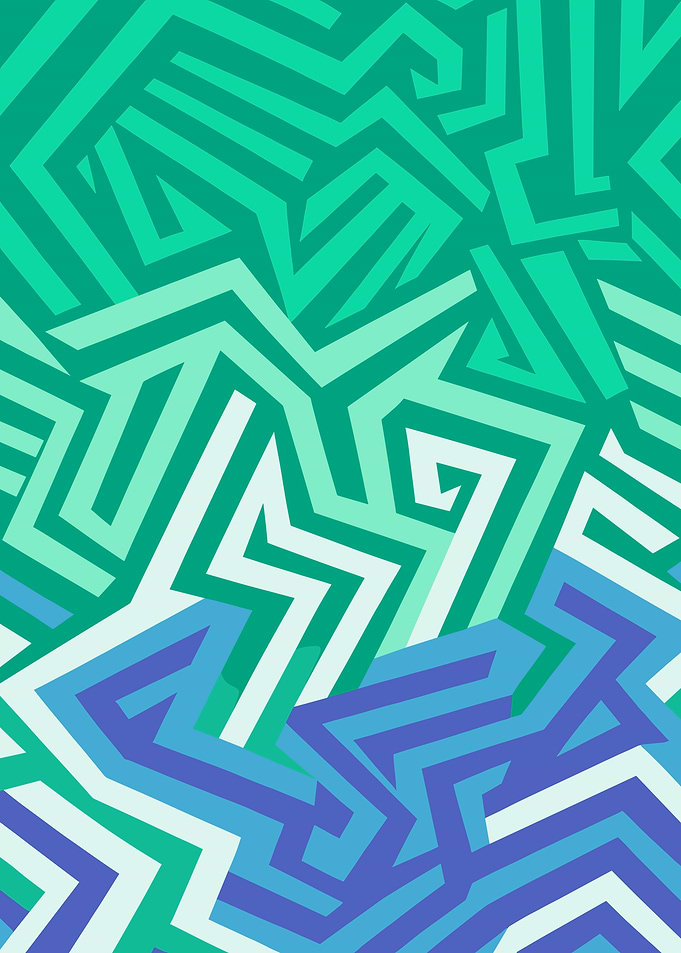 Abstract Geometric Pattern in Teal and Blue