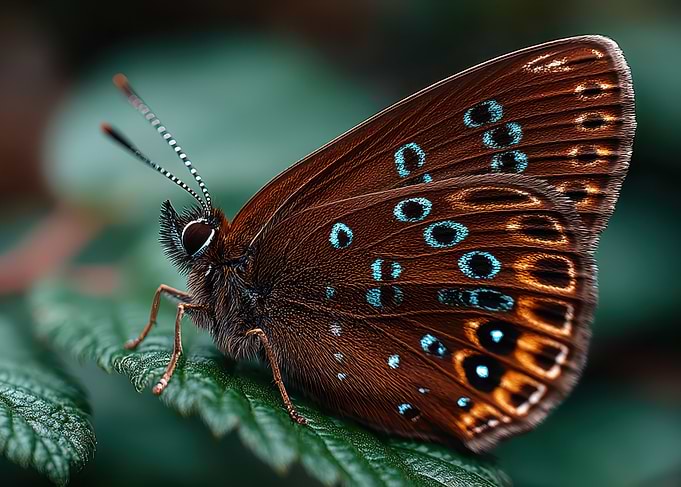 Brown Butterfly with Blue Spots