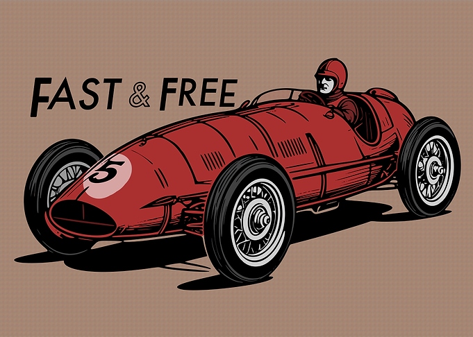 Vintage Red Race Car Illustration