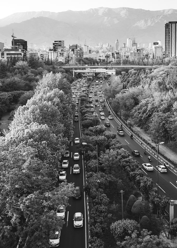 Tehran Cityscape in Black and White