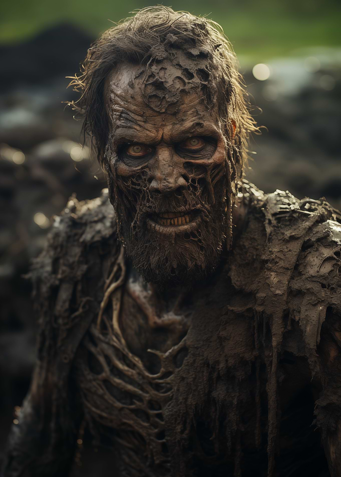 Mud-Covered Zombie Portrait