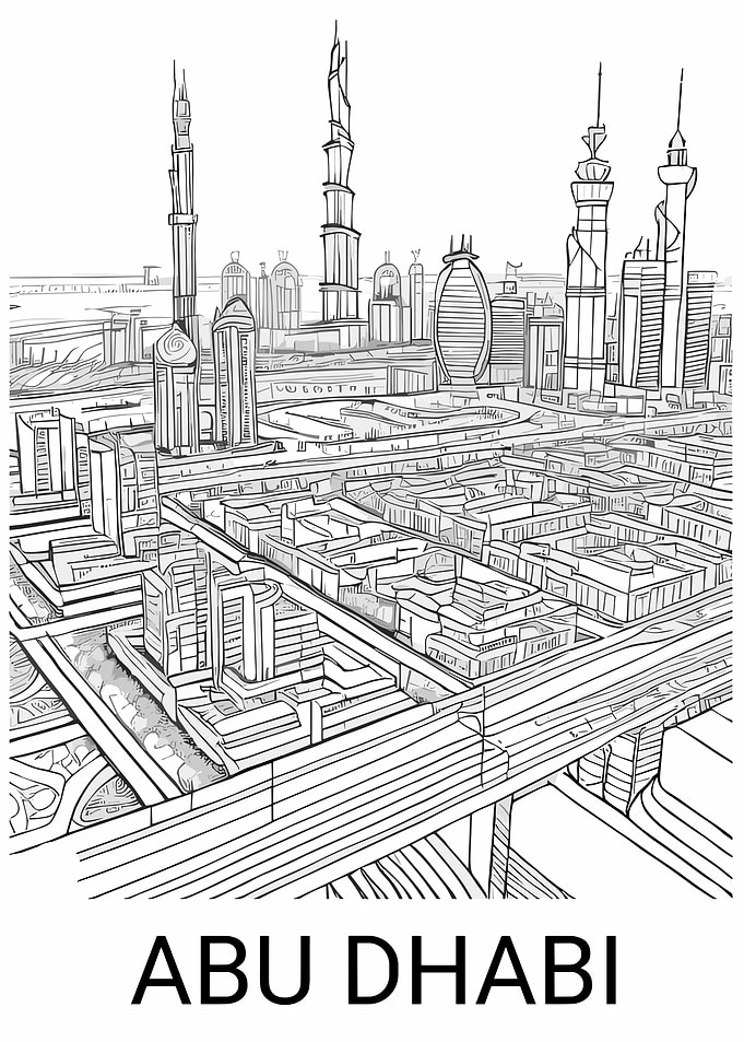 Abu Dhabi Cityscape Line Art