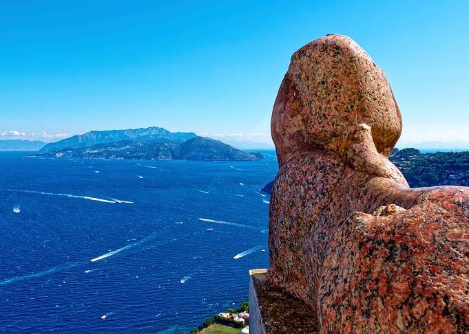 Sphinx at Capri overlooking the Mediterranean Sea