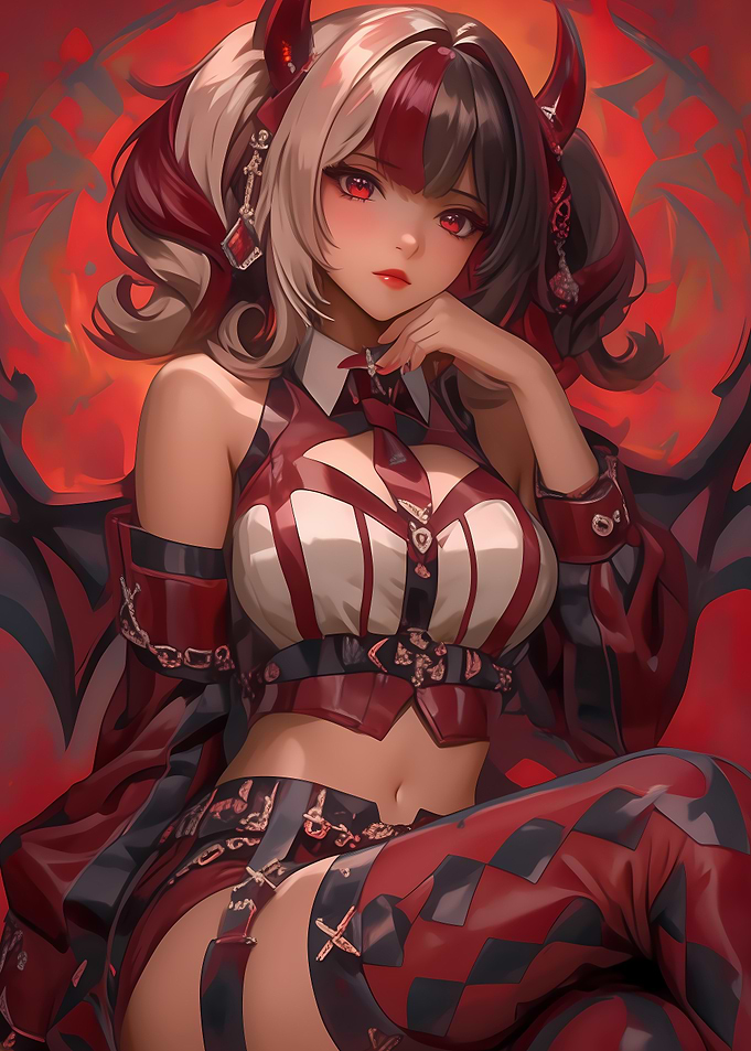Anime Girl with Horns and Wings