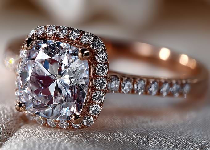 Diamond Ring with Rose Gold Band