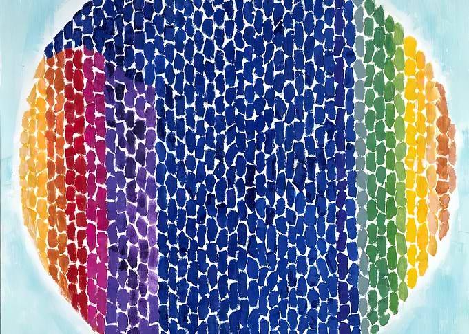 Abstract Rainbow Circle Painting