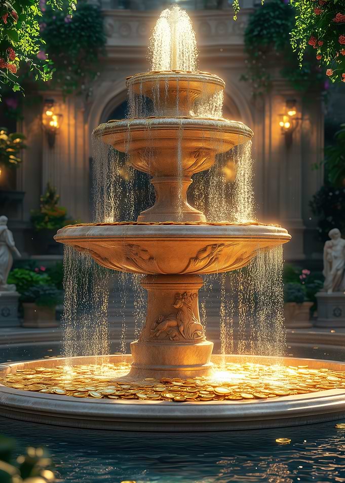 Golden Fountain in Courtyard