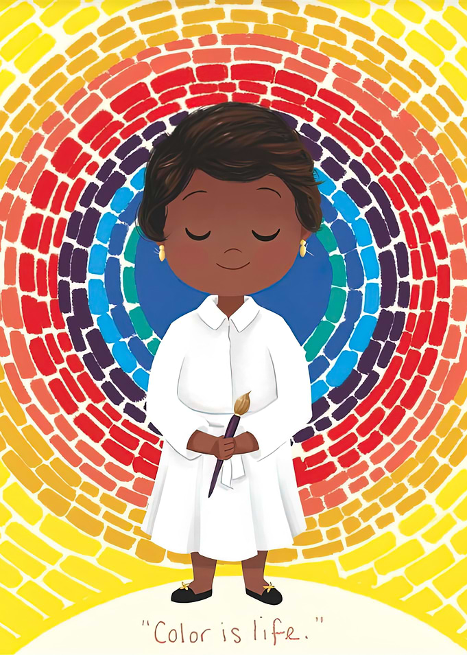 Alma Thomas Artist with Colorful Mosaic Background