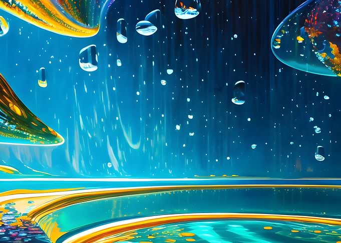 Abstract Blue and Yellow Landscape