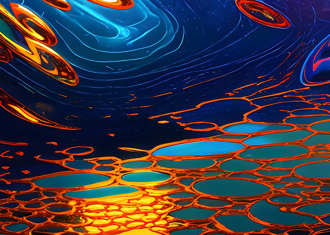 Abstract Blue and Orange Landscape