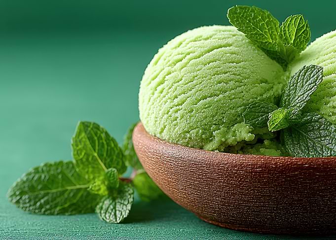 Green Ice Cream with Mint