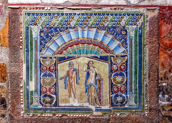 Ancient Mosaic Art with Figures