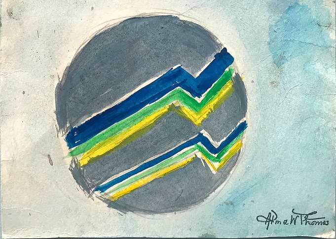 Alma Thomas Abstract Watercolor Lines in Circle