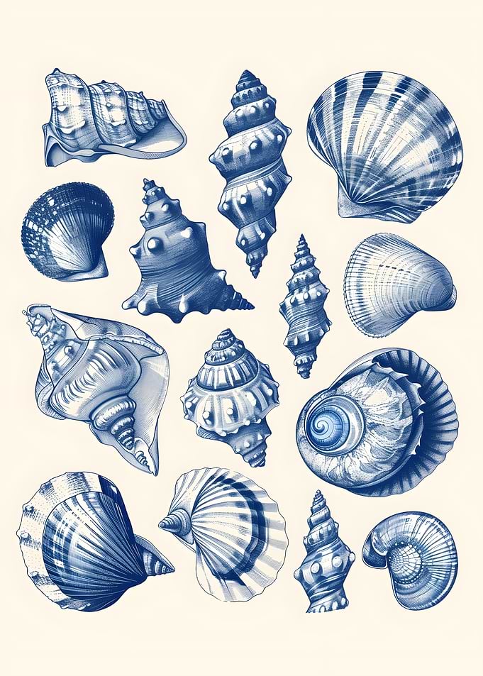 Blue Seashells Illustration