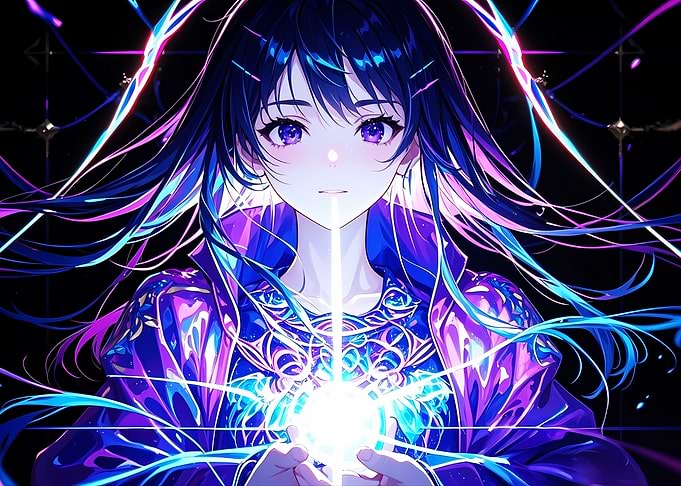 Anime Girl Holding Glowing Orb