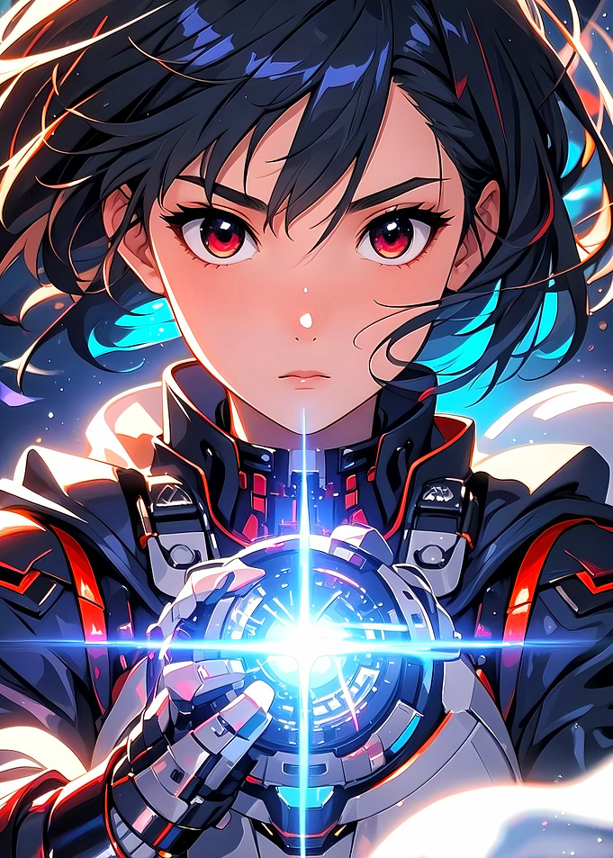 Anime Girl Holding Glowing Orb