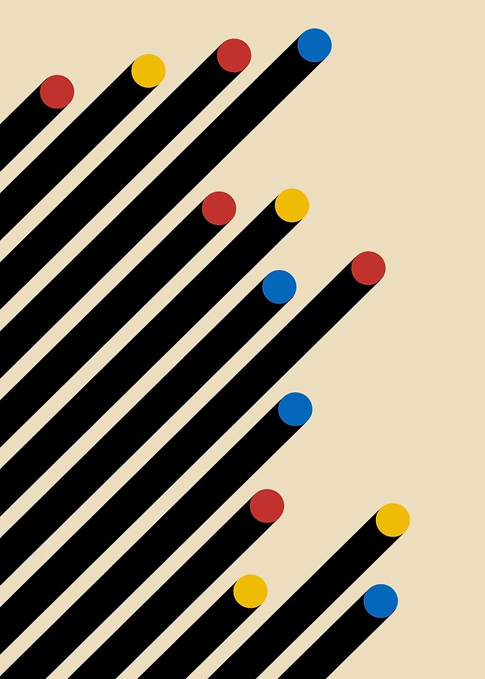 Abstract Geometric Composition with Colored Circles