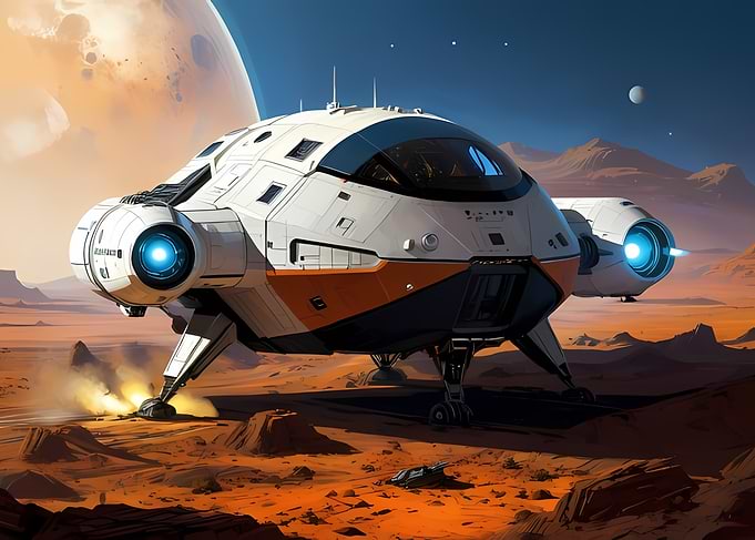 Spaceship on a Martian Landscape