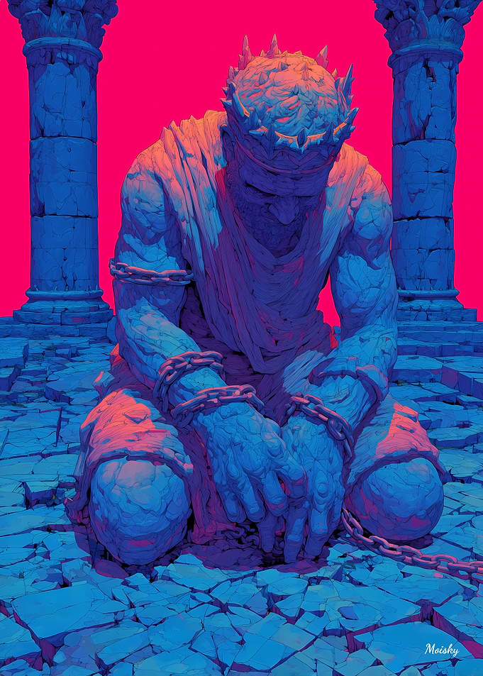 The Crown That Chained the King – Stylized Mythic Power