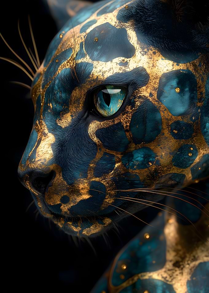 Blue and Gold Leopard Portrait