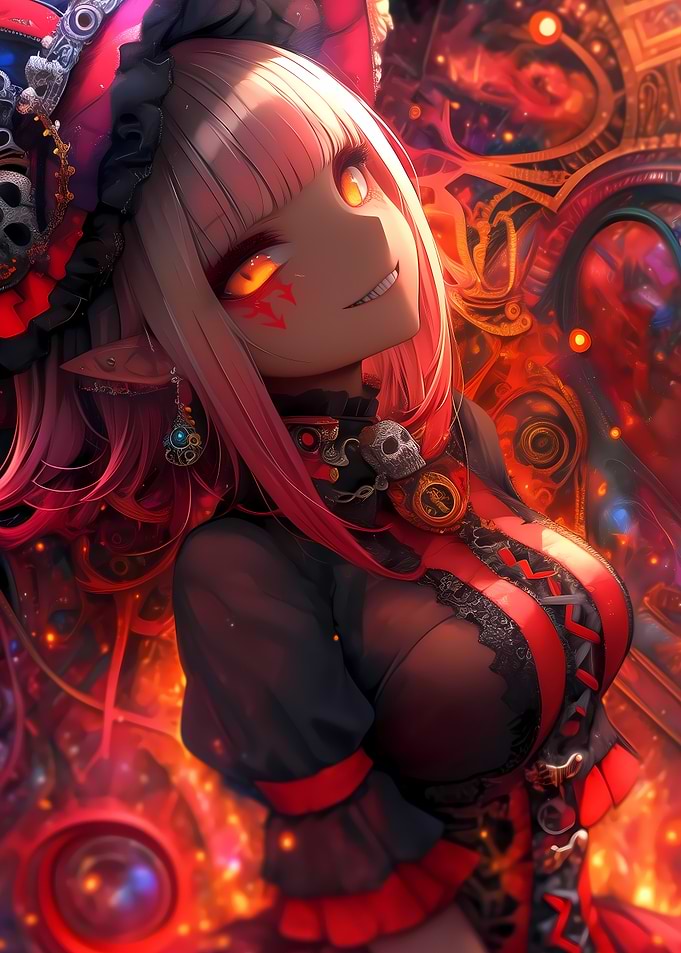 Anime Girl in Red and Black
