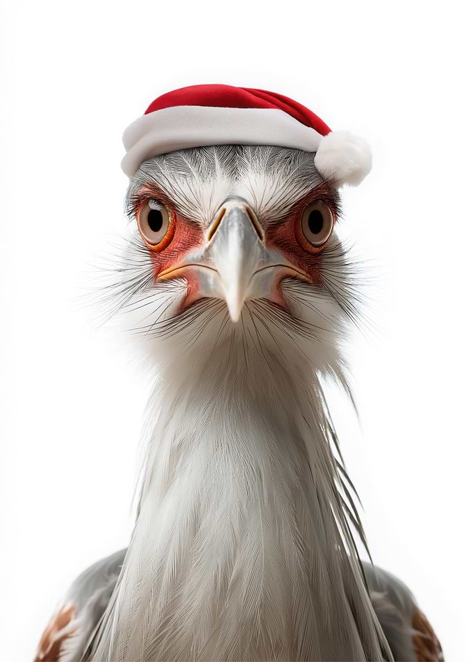 Secretary Bird with Santa Hat