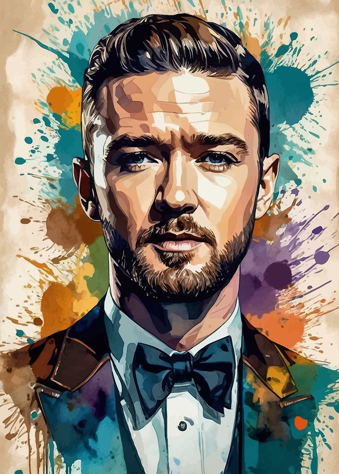 Justin Timberlake Watercolor Portrait