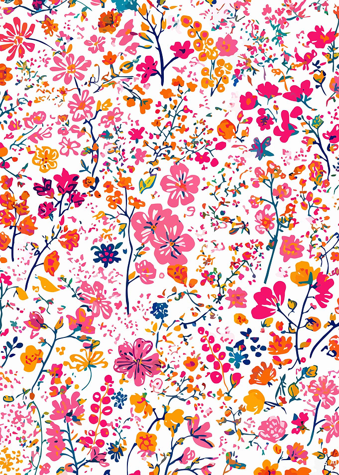 Floral Pattern with Pink and Orange Flowers