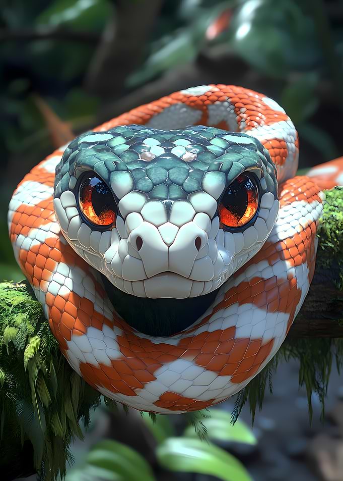 Orange and White Snake Portrait