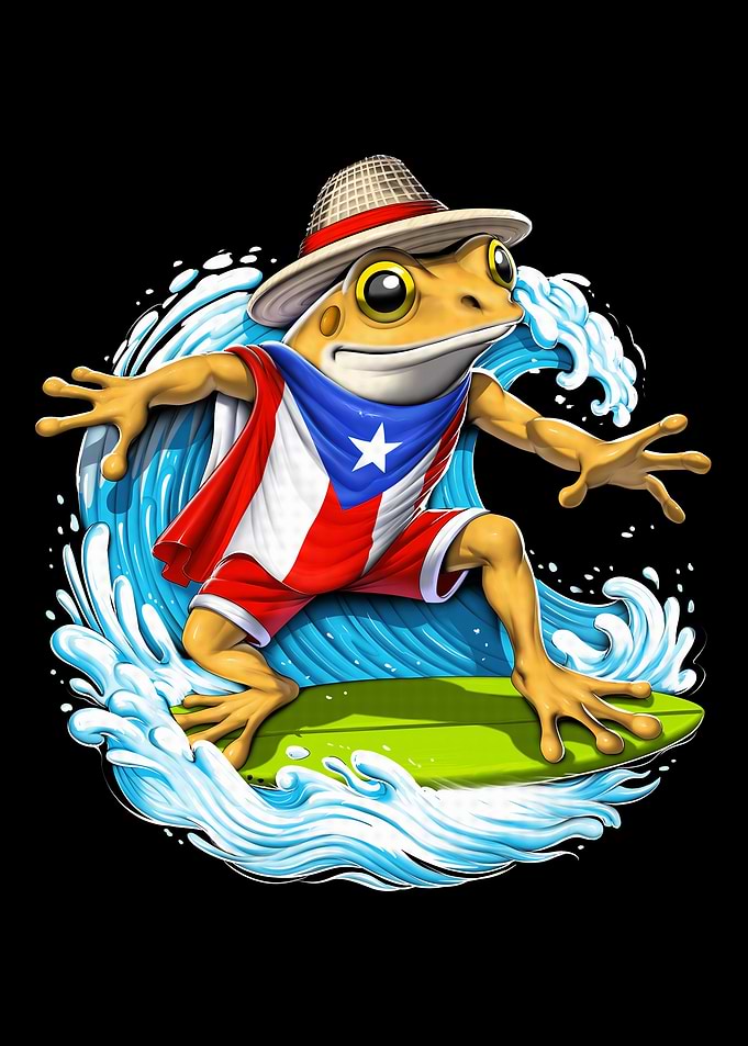 Puerto Rico Coqui Frog Surfing