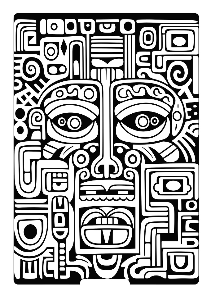 Abstract Tribal Face Black and White