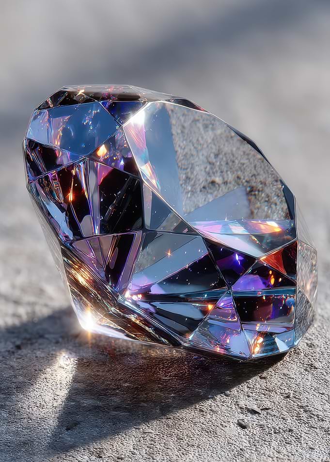 Iridescent Diamond on Concrete Surface