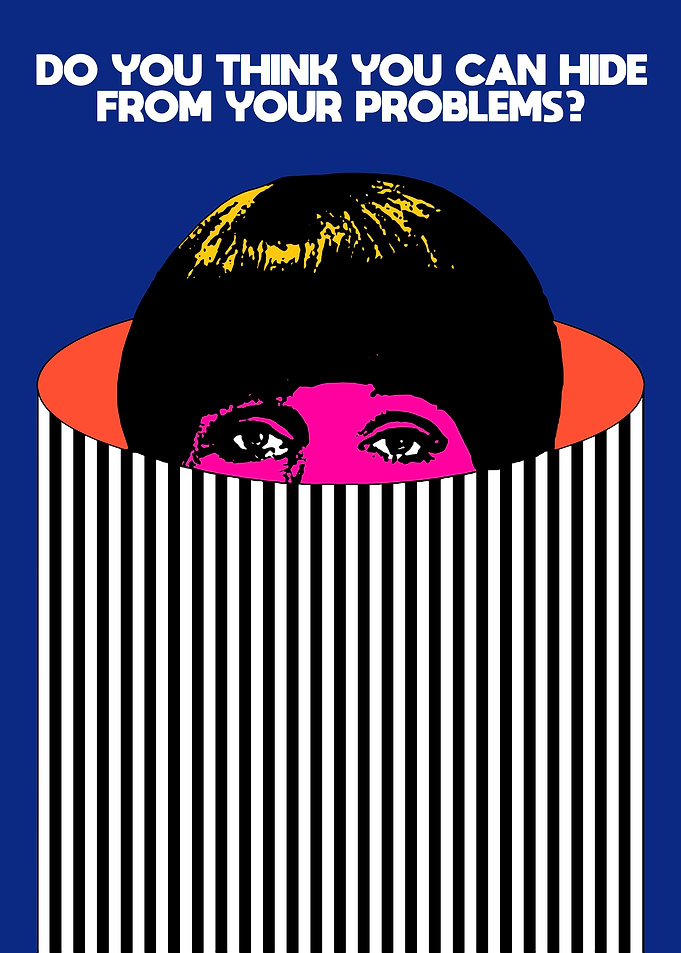 Hiding From Problems Pop Art