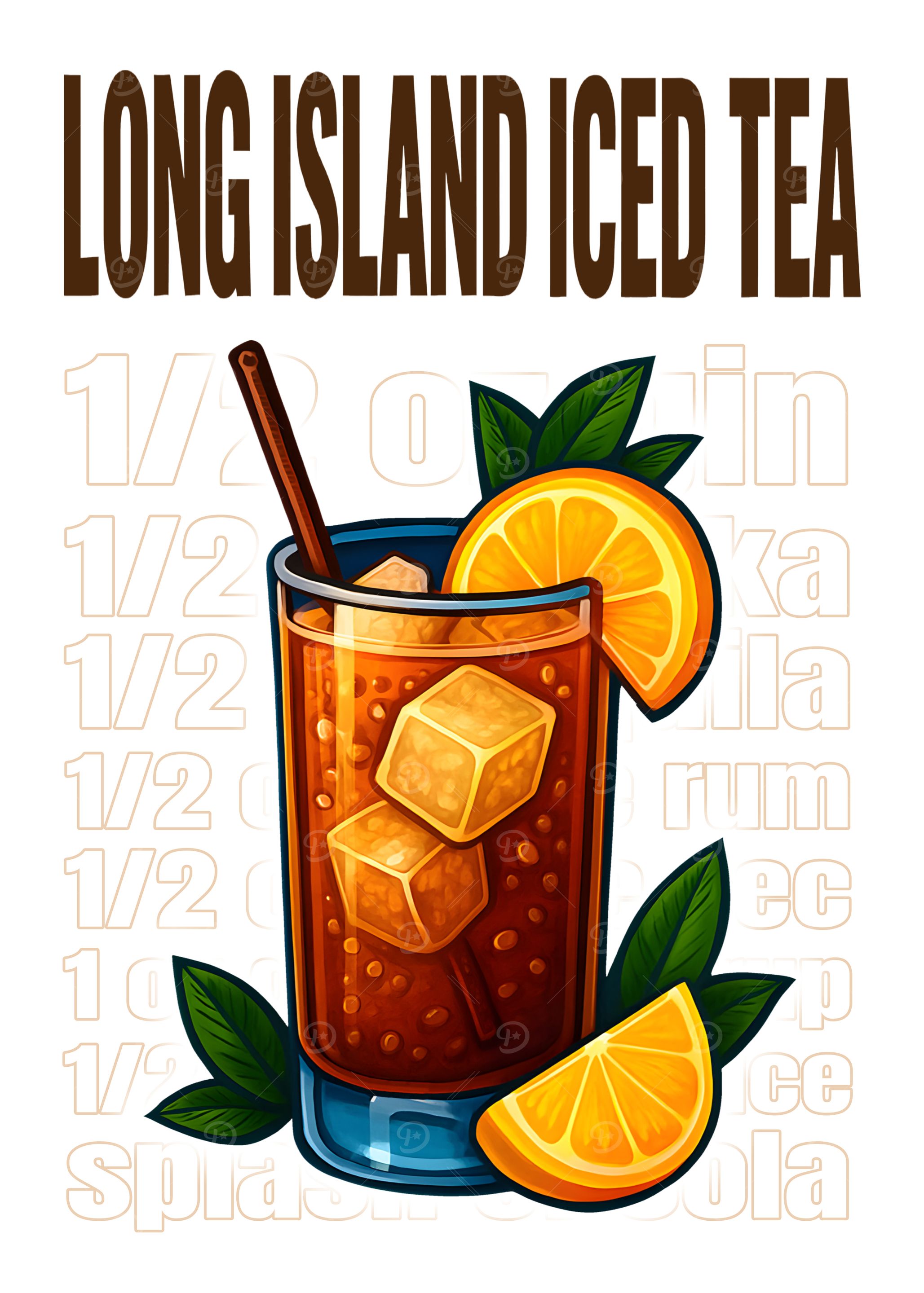 Long Island Iced Tea Art Print – Bold Cocktail Wall Decor, Retro Bar Poster for Home or Kitchen