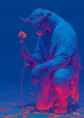 The Last Lament of the Bull King – Symbolic Warrior Art
