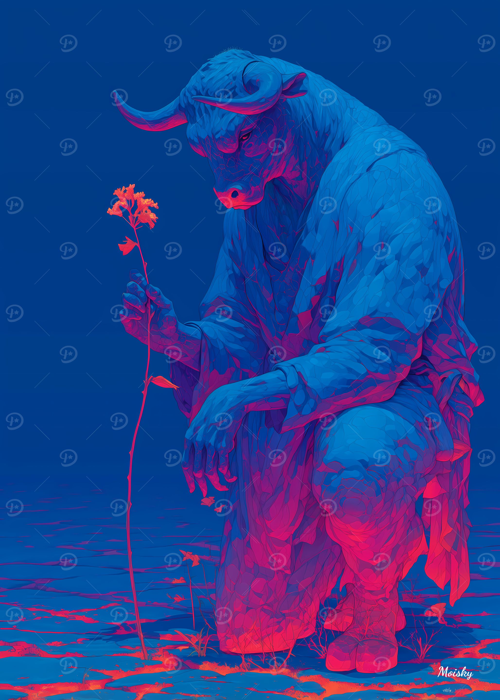 The Last Lament of the Bull King – Symbolic Warrior Art