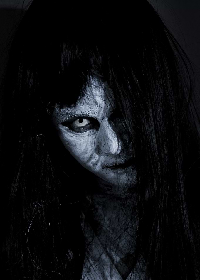 Creepy Scary Woman with Long Black Hair
