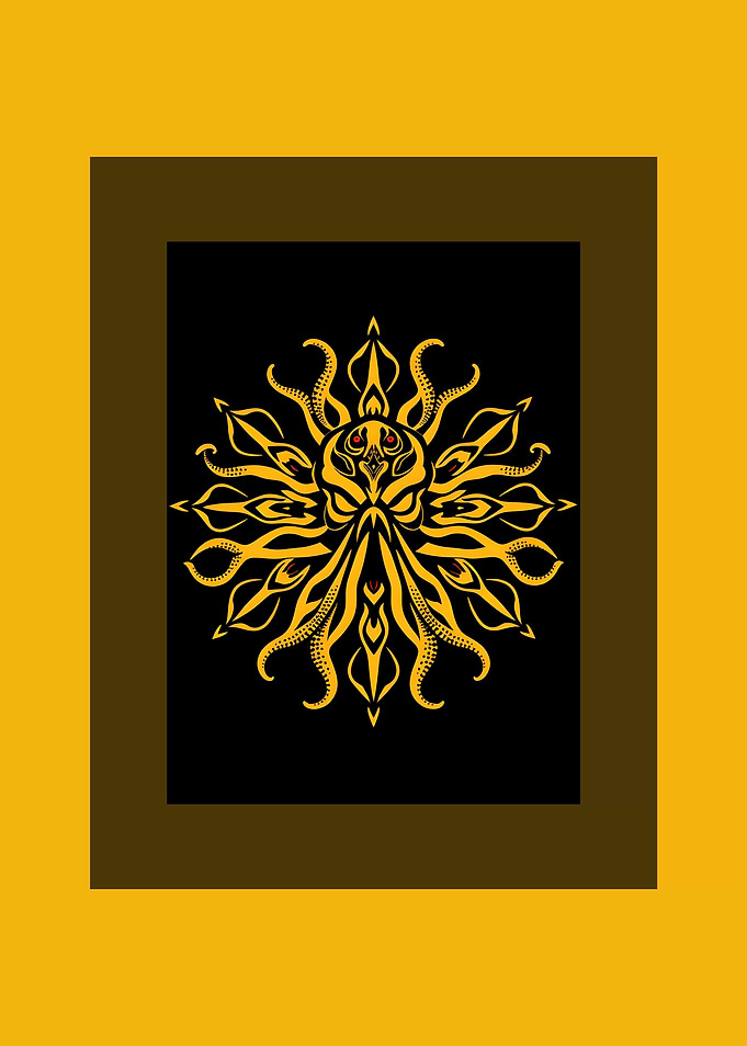 Golden Cthulhu Mandala on Black