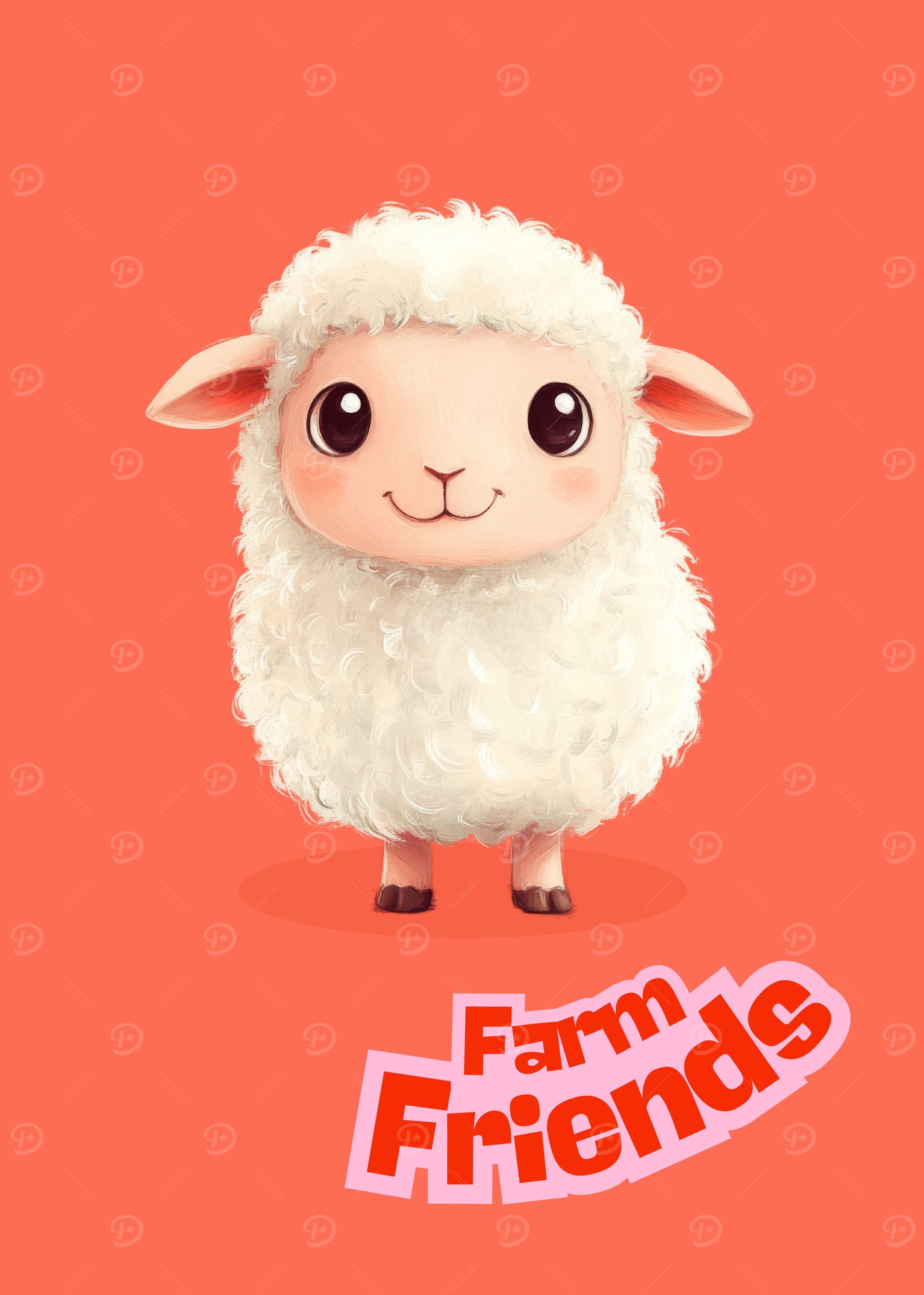 Cute Sheep Farm Friends Illustration | Kids Room Wall Art