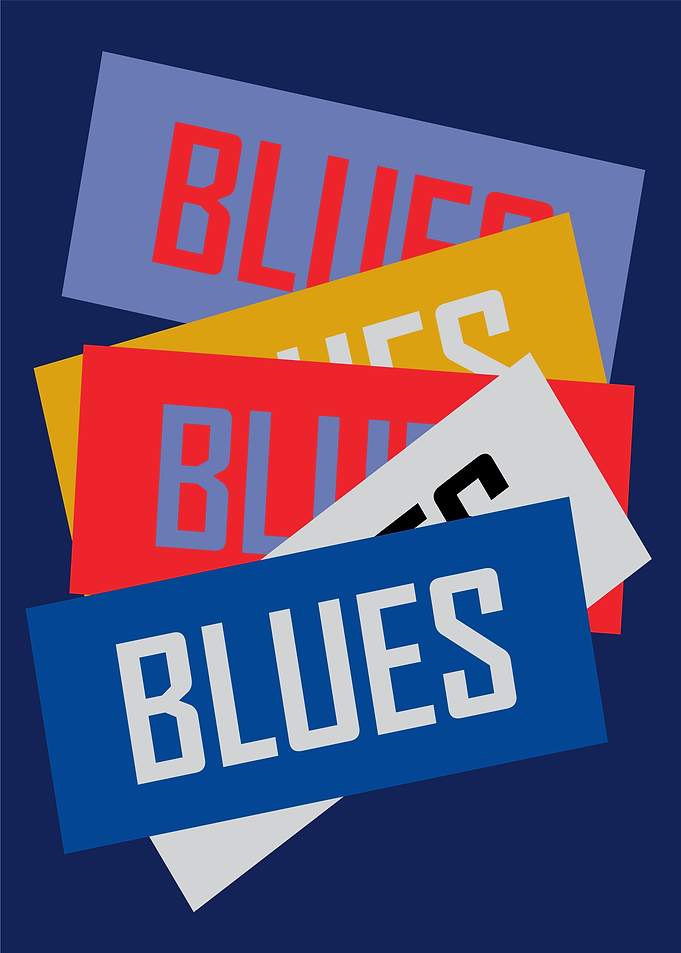 Colorful Blues Text Graphic
