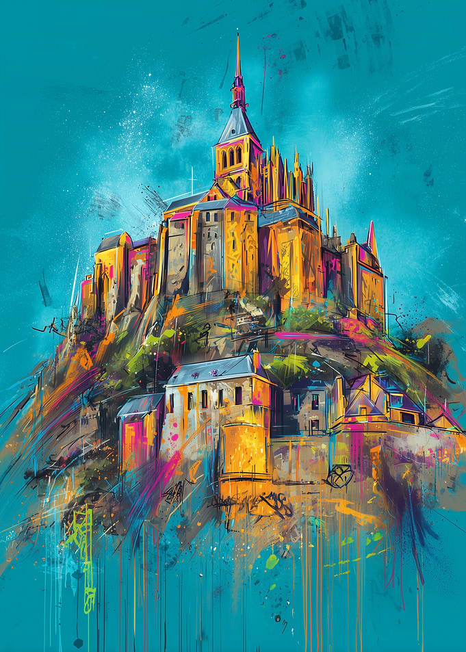 Mont Saint-Michel Colorful Painting