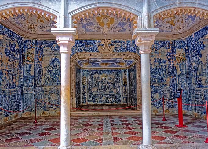 Ornate Tiled Room with Columns