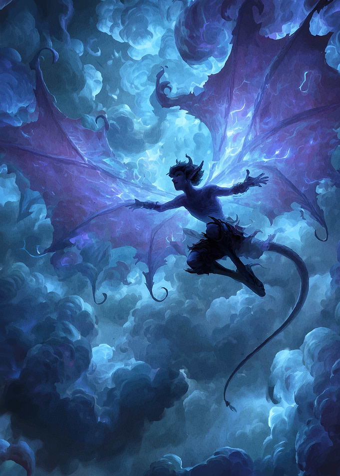 Winged Demon Cloudy Sky
