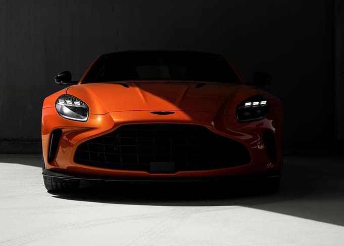 Orange Aston Martin Front View