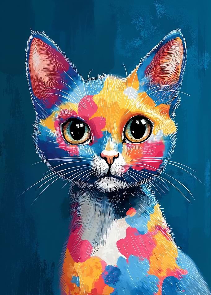 Colorful Cat Portrait