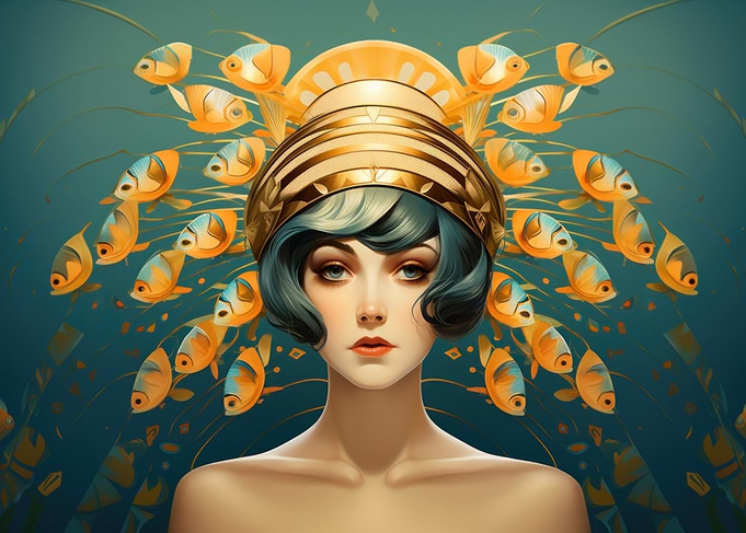 Woman with Fish Headdress